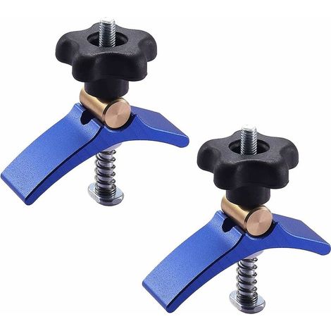 Lot de 2 pinces en T pour rail en T - Mini kit de serrage pour charpentier CNC - En alliage d'aluminium - Pour table de travail à fente en T (1/5)