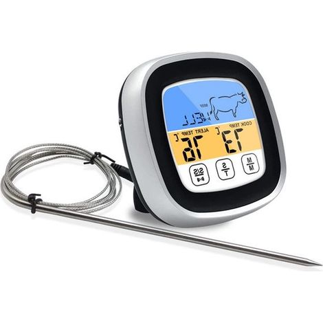 Termómetro digital para carne con pantalla táctil y pantalla LED a color - rango de temperatura de hasta 300 °C - barbacoa y cocina (1/5)