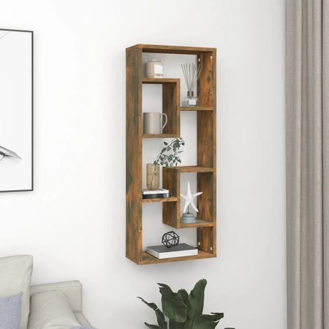 Wall Shelf Smoked Oak 36x16x90 cm Engineered Wood vidaXL