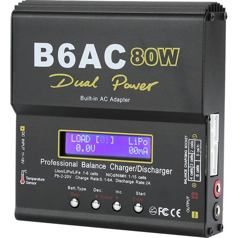 B6AC 80W Digitales LCD-Ladegerät/Entladegerät mit Balancer für Li-Ion-, LiPo-, NiCd- und NiMH-RC-Akkus (1/5)