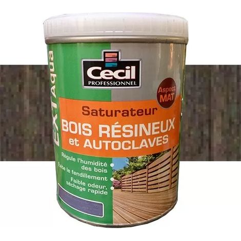 Saturateur bois résineux et autoclaves 1 L – Protection anti-fendillement – Application sur pin, sapin, Red Cedar, mélèze – Aspect mat – Cecil