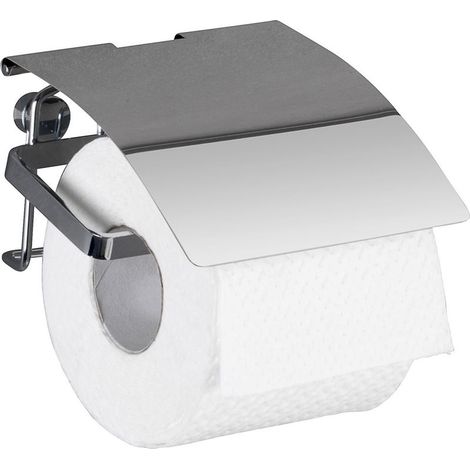 WENKO Dérouleur papier toilette mural Premium, acier inox brillant, 12,5x9x13 cm, support WC design (1/5)