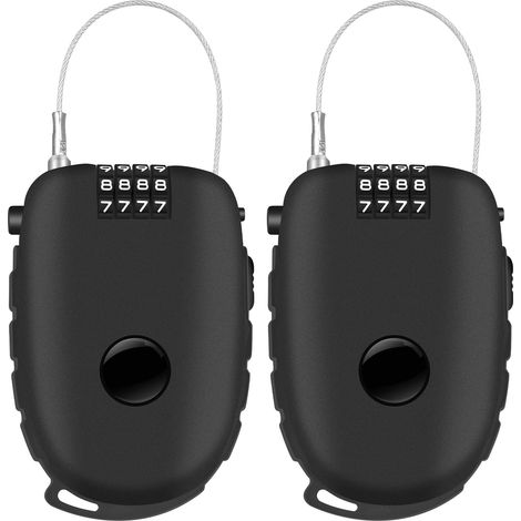 Cadenas Câble Rétractable 2 Pièces Code 4 Chiffres, Serrure valise câble 130cm (1/5)