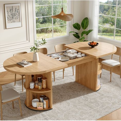 Table extensible 120-160x80 cm rangement MDF OKMYHOME (1/5)