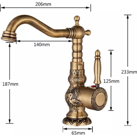 Robinet lavabo rétro poignée unique – Céramique – Robinetterie design vintage – Idéal pour salle de bain campagnarde, gîte ou maison de caractère
