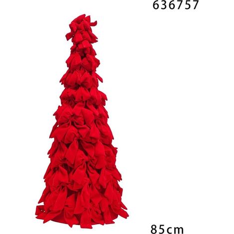 TRADE SHOP - Albero Di Natale Di Fiocchi Decorativo 85cm Ornamento Natalizio Da Appoggio Autoportante - Rosso (1/2)
