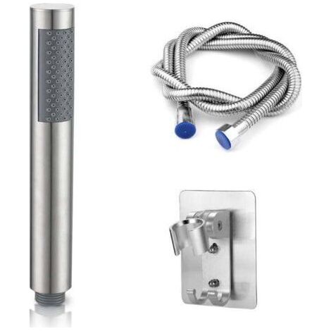 Pommeau de douche à main avec flexible en acier inoxydable de 2 m et support, ensemble de douche de salle de bain 3 pièces (1/5)