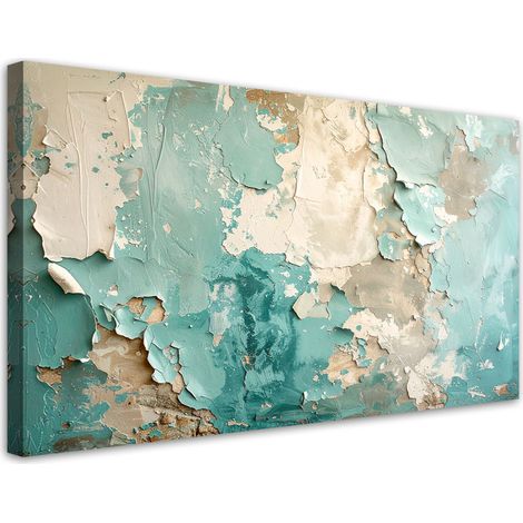 Wandbild Abstrakte Imitationsfarbe in Beige- und Türkistönen 80x40 (1/5)