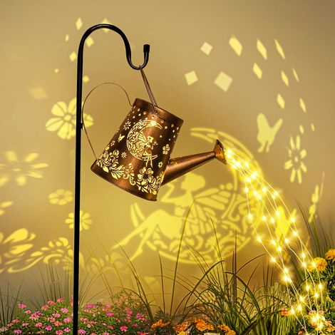 Lampes Solaires pour Arrosoir et Jardin en Plein Air - Lanterne Solaire en Métal Étanche avec Support - Décoration d'Ornements pour Chemin de Pelouse (1/5)
