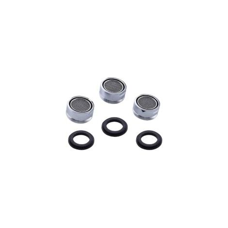 Set di 3 filtri aeratori per rubinetto, filtri universali per il risparmio idrico per rubinetti da cucina o da bagno, argento (22 mm) - Crezuo