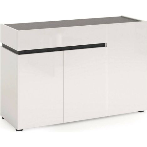 Credenza Bajardo, Madia 2 Ripiani, un Cassetto Made in Italy, 42x120x80h cm Bianco Lucido (1/5)