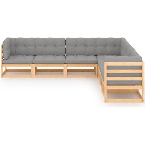 Maison Exclusive - Set Salotto Giardino 7 pz Cuscini Antracite Legno Massello Pino (1/5)