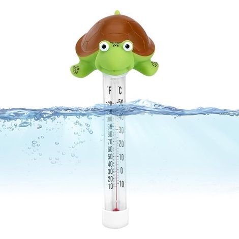 Termómetro flotante - Medidor de agua para piscinas - Medición de temperatura - Diseño de animal alegre - 25 x 11 cm - Tortuga (1/5)