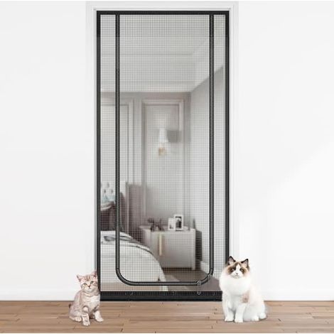 Ecleanfy - Porte moustiquaire pour chat, porte en filet pour chiens, chats, moustiques, barrière pour chat avec fermeture éclair anti-fuite 90200 (1/5)
