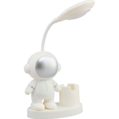 Lampe de bureau pliable et polyvalente style astronaute, lumière douce, lampe de chevet USB, lampe de nuit pour la maison, la chambre ou le bureau, blanche (1/4)