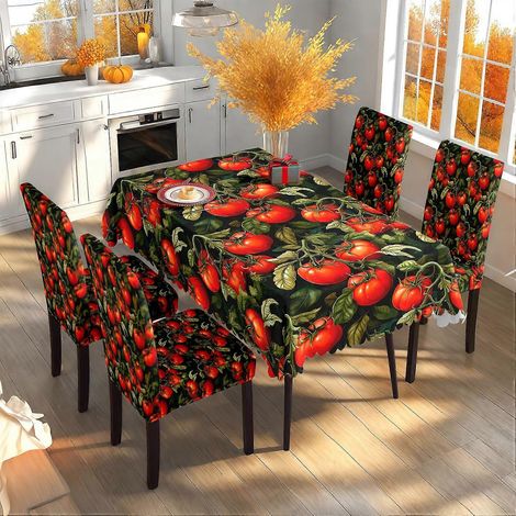 Nappe et housses de chaises en tissu pour Thanksgiving, motif citrouille et feuille d'érable, collection automne, TC-267 (140 x 210 cm, imperméable) (1/4)