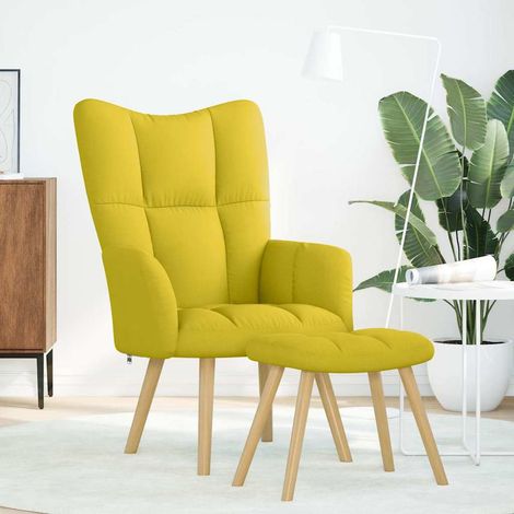 Maison Exclusive - Relaxsessel mit Hocker Hellgelber Stoff (1/5)