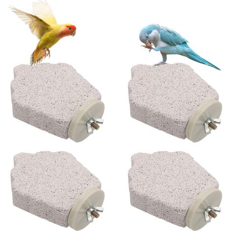 4pcs Perches for Birds, Stone Sharpening Beak Perch Calcium Parrot Claw Cutter Paws Chew Toys for Budgies, Lovebirds, Medium Conures (Grape) (1/5)