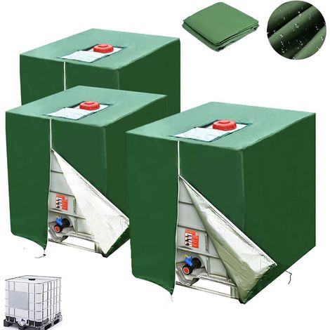 Bache pour Cuve 1000L IBC, 3 Pièces 420D Réservoir d'eau Couvercle, Anti-UV Anti-poussière Housse salon de jardin, Bâche de Protection Cuve IBC avec Fermeture éclair(116 x 100 x 120 cm) (1/5)