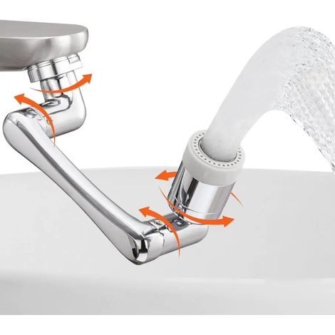 Accessoire de robinet de salle de bain, rallonge de robinet pivotante avec économiseur d'eau, aérateur pivotant Spurtar 1440, rallonge de robinet multifonctionnelle pour cuisine avec régulateur de déb (1/5)