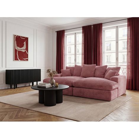 BOBOCHIC - Canapé 3 places causeuse avec assise profonde NEVADA gros côtelé doux   Rose