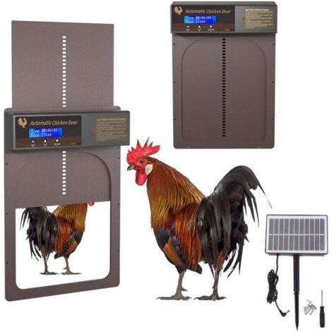 Automatische Hühnerstalltür mit solarbetriebenem Timer, wasserdichte Aluminiumtüren (IP45), programmierbares LED-Display (1/5)