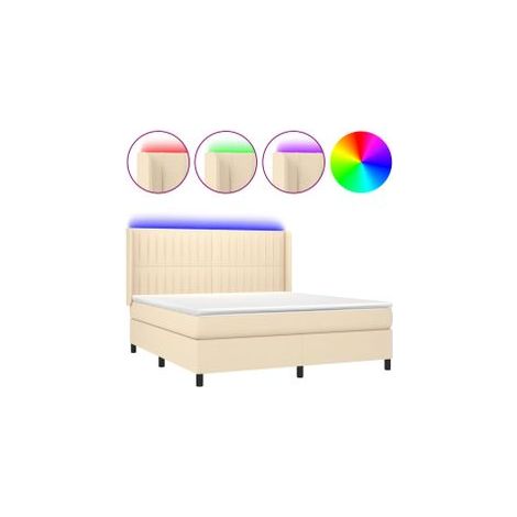 Sommier à lattes de lit matelas et LED Crème 180x200 Tissu (1/5)