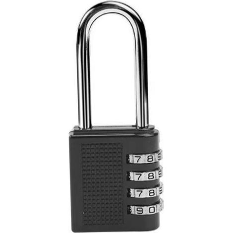 Cadenas à combinaison à 4 chiffres en alliage de zinc, verrou mécanique à code numérique à suspendre pour armoire de rangement, noir (1/5)