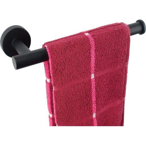 Wall-Mounted Towel Rail in SUS304 Stainless Steel – Sturdy 22.9 cm Ring, Matte Black for Bathroom (1/5)