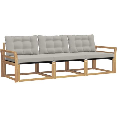 Set di divani da esterno 3 pz  Salotto da Giardino Bianco e Grigio Chiaro (1/5)