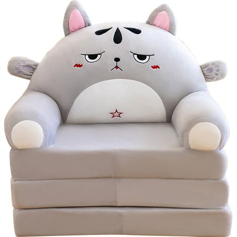 Canapé pliable 2 en 1 pour enfants, coussin en peluche, joli fauteuil pour enfants (1/5)