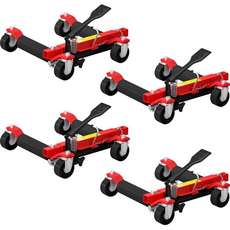 Lot de 4 chariots de manutention de voiture - HOMCOM - chariot de déplacement capacité 680 kg - métal - 56x54x19,5cm - noir