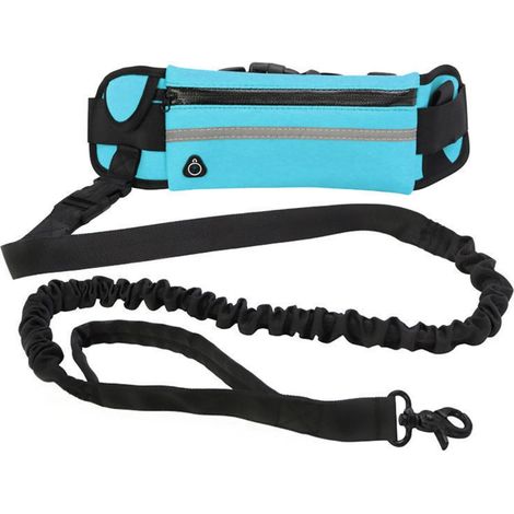 Laisse de chien mains libres avec pochette à fermeture éclair, ceinture réfléchissante pour course à pied, marche nocturne en extérieur (1/5)