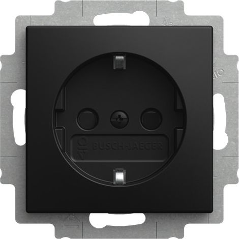 Busch-Jaeger Insert de prise SCHUKO® Safety+ sans écarteur noir mat - Busch-balance® SI (20 EURB-915), 2CKA002013A5542