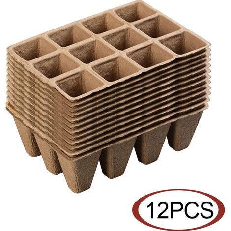 12 Pièces Plateau Semis Réutilisable Godet Semis Biodegradable,Pots en Tourbe pour Semis,Bac de Semis pour Plantes,Godet Semis,Cellulose,Pot Jardinage,Pépinière,Plante Conteneur,Mini Serre Semis (1/5)