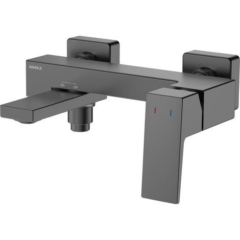 Avapax Robinet de baignoire mural - Gris anthracite mat - Bec orientable - Mitigeur monocommande - Changement rapide
