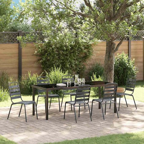 Garten Essgruppe 7 pcs Anthrazit Pulverbeschichteter Stahl (1/5)