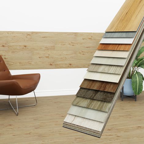 HEXIM Vinyldielen 0,97m² selbstklebend PVC Wandverkleidung Bodenbelag Holzoptik 91x15cm Paneele: 7 Dielen / 0.97 m², 4104-5 Natural Oak (1/4)
