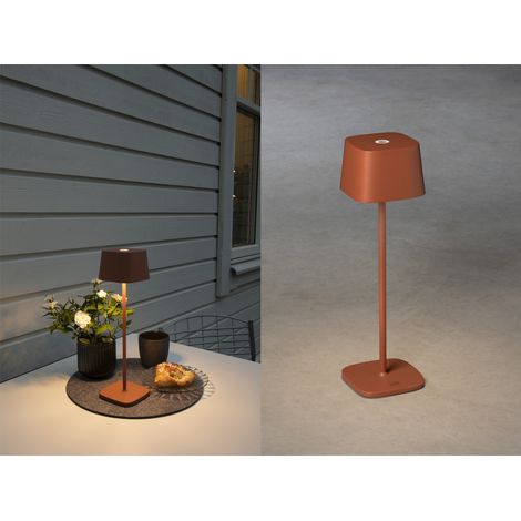 Wiederaufladbare LED Outdoor Tischleuchte CAPRI dimmbar in Braun, Höhe 36cm (1/5)
