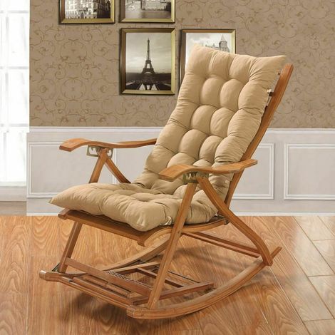 Cuscino a dondolo, cuscino per seduta, cuscino per schienale, per chaise longue alta, poggiatesta, poltrona reclinabile, giardino, soggiorno, materasso (sedia non inclusa), beige 48x120 cm (1/4)