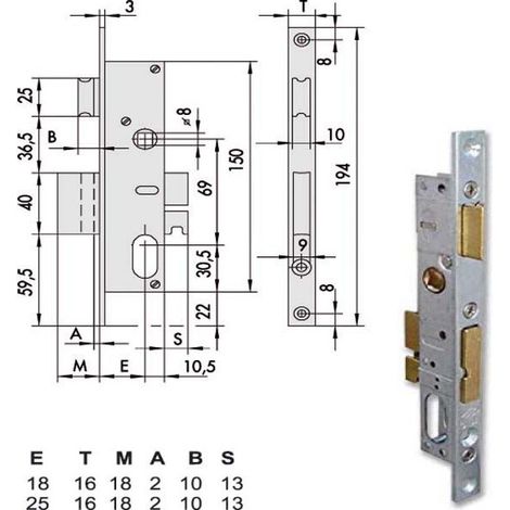 Cerradura para insertar montantes All 44225-25-0 Cisa