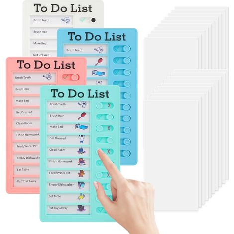 To Do List pour Enfants – Lot de 4 Planchettes de Planification 20x12 cm avec 20 Fiches Réutilisables, Tableau Routine Enfant de Haute Qualité pour Organisation et Autonomie (1/5)