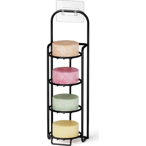 Porte-savon à 4 niveaux pour douche, porte-savon auto-drainant, convient aux murs de salle de bain et aux éviers de cuisine (noir) (1/5)