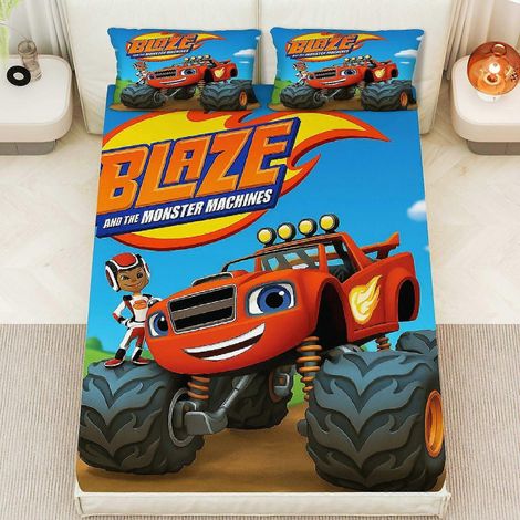 Ensemble de draps Blaze Truck 3 pièces, thème fête, 200 x 200 cm (78 x 78 pouces) (1/5)