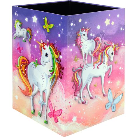 Corbeille à papier rectangulaire 15 l pliable en carton solide pour filles et garçons - Poubelle rectangulaire pour chambre d'enfant, chambre à coucher, bureau (1/5)