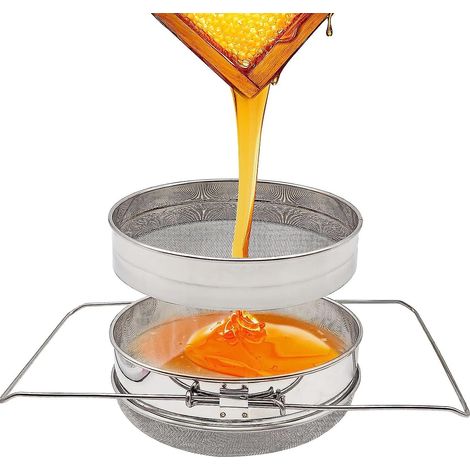 Passoire à miel réglable en acier inoxydable pour l'apiculture - Double tamis et filtre avec poignée (1/5)
