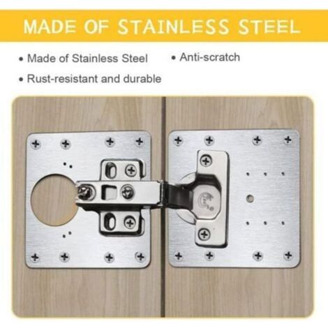 Plaque De Réparation Charnière - Acier Inoxydable - Pour Porte Ou Fenêtre - Lot De 2 Plaques Et 12 Vis (1/5)