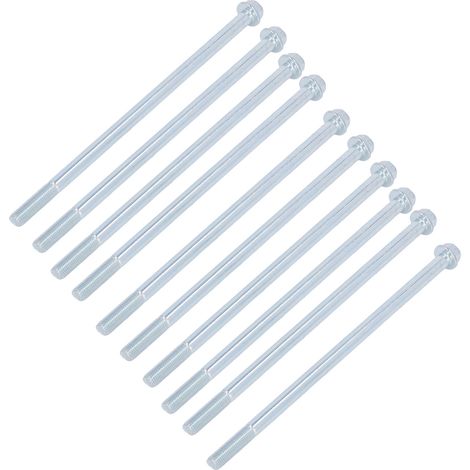 Lot de 10 boulons demi-filetage acier carbone robuste, tige allongée, tête hexagonale fine 10x230 mm (1/5)