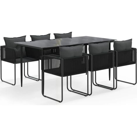 Ensemble à manger de jardin 7 pcs Mobilier de jardin Noir (1/5)