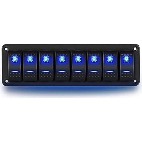 8 Gang 12V Waterproof 8 Gang Boat Switch Panel with Blue LED Light for Watercraft, RV (1/5)